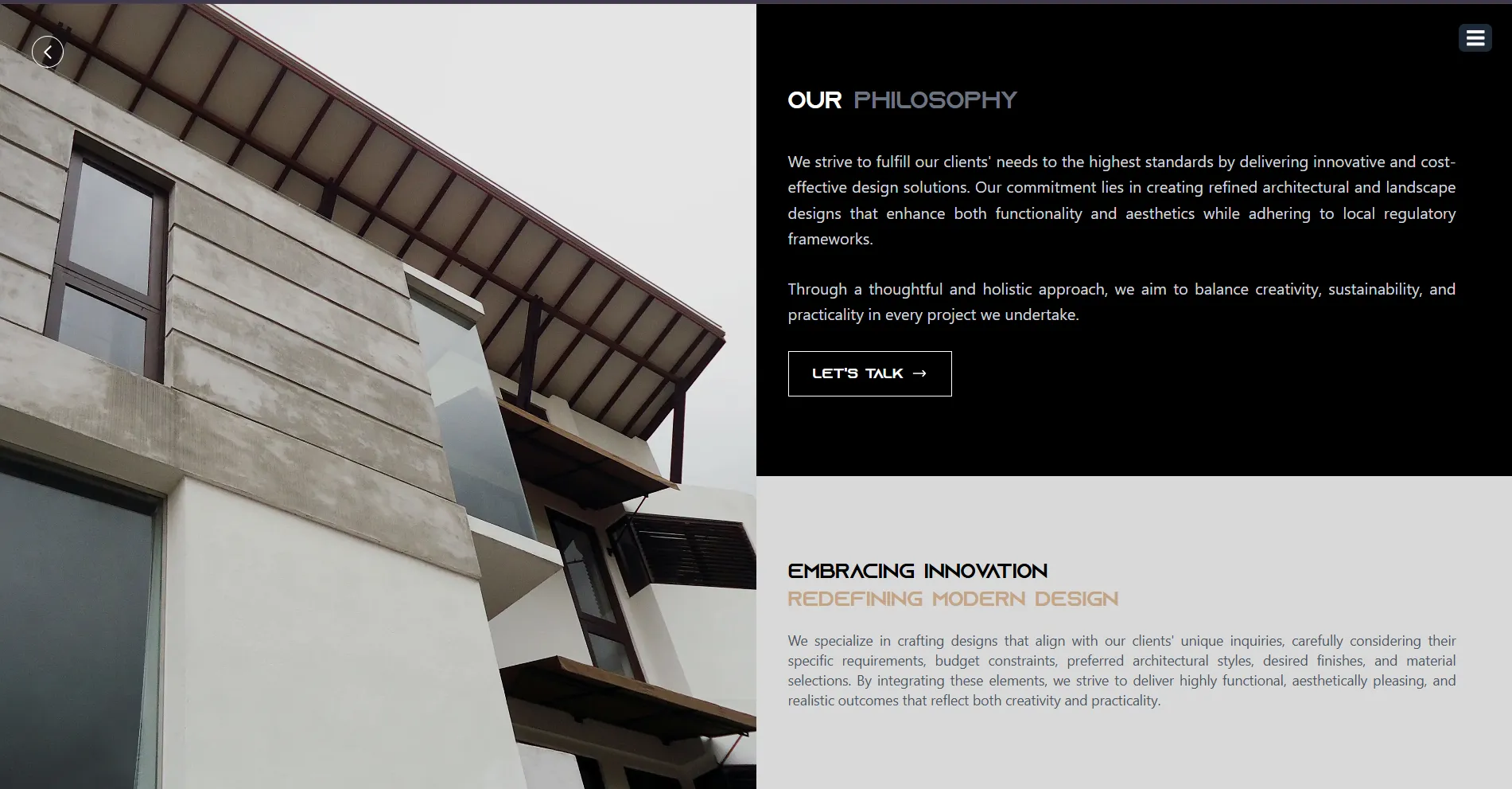 CLCA Architects philosophy and architectural feature page
